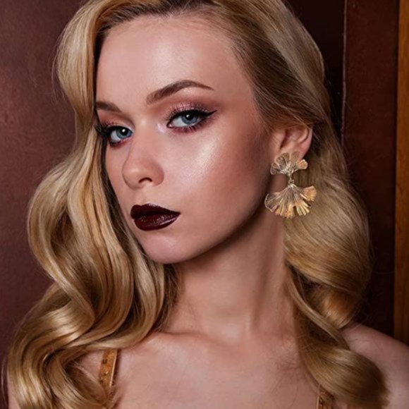 Double Leaf Statement Earrings - Picture 5 of 6